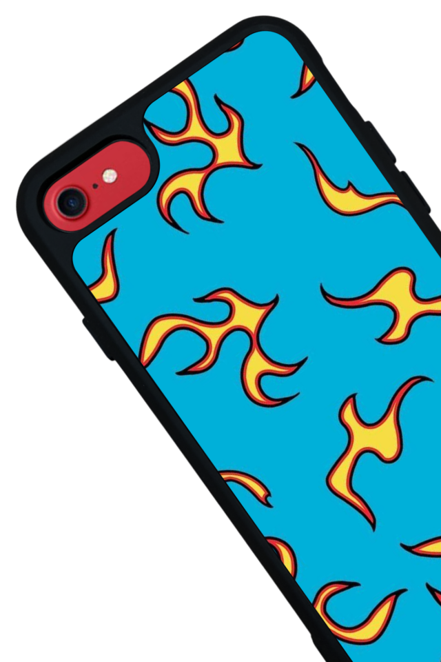 iPhone SE Uyumlu Retro Flame Patterns Tasarımlı Glossy Premium Kılıf