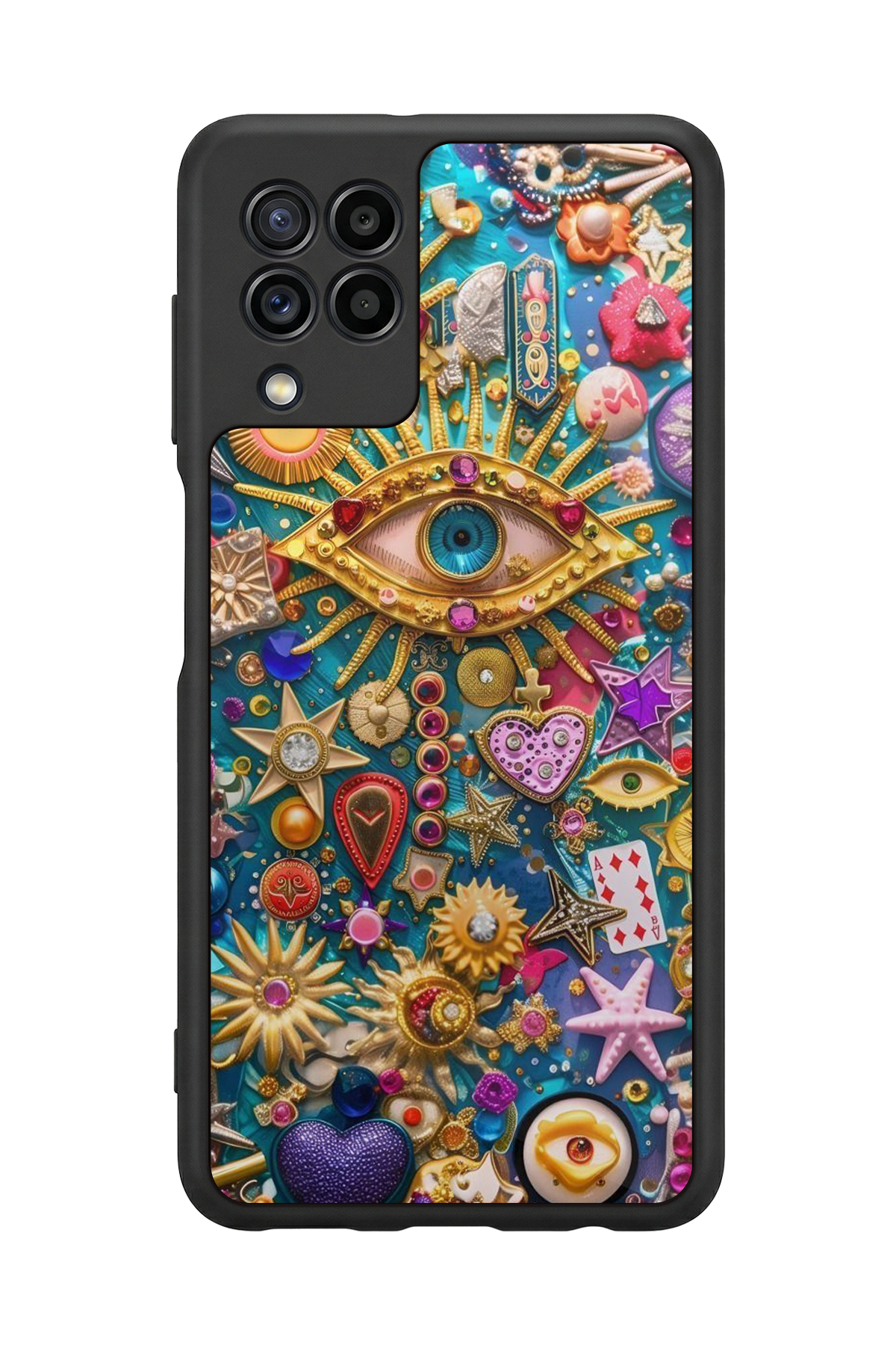 Samsung Galaxy M32 Uyumlu Göz Tasarımlı Glossy Premium Kılıf