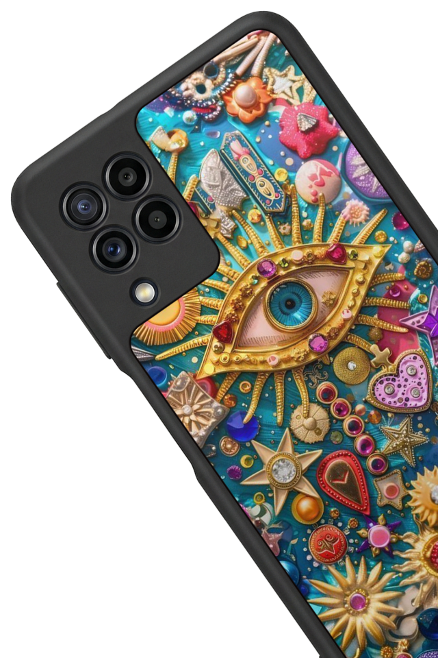 Samsung Galaxy M32 Uyumlu Göz Tasarımlı Glossy Premium Kılıf