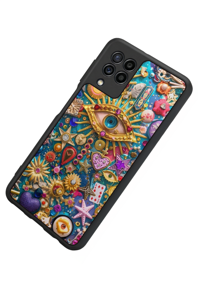 Samsung Galaxy M32 Uyumlu Göz Tasarımlı Glossy Premium Kılıf