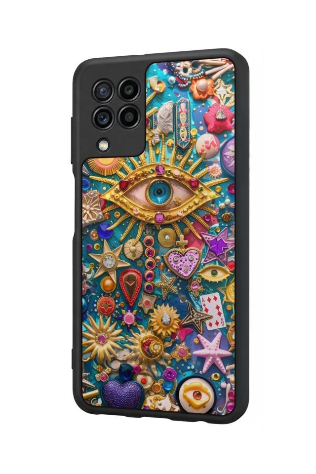 Samsung Galaxy M32 Uyumlu Göz Tasarımlı Glossy Premium Kılıf