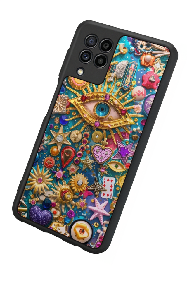 Samsung Galaxy M32 Uyumlu Göz Tasarımlı Glossy Premium Kılıf