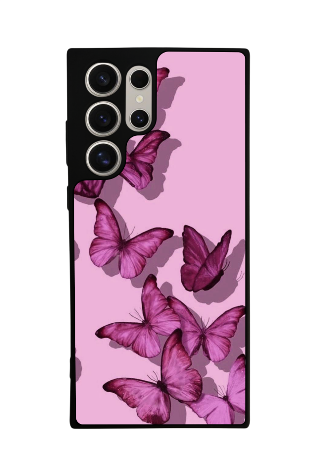 Samsung Galaxy S22 Ultra Uyumlu Kelebek Tasarımlı Glossy Premium Kılıf