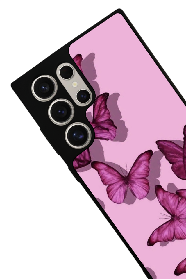 Samsung Galaxy S22 Ultra Uyumlu Kelebek Tasarımlı Glossy Premium Kılıf
