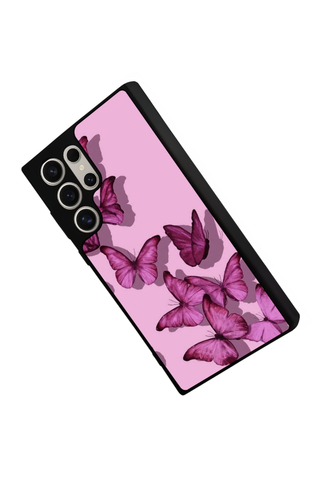 Samsung Galaxy S22 Ultra Uyumlu Kelebek Tasarımlı Glossy Premium Kılıf
