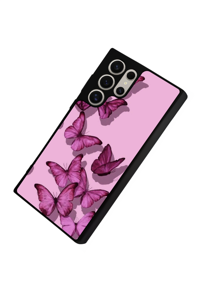 Samsung Galaxy S22 Ultra Uyumlu Kelebek Tasarımlı Glossy Premium Kılıf