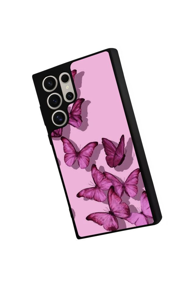 Samsung Galaxy S22 Ultra Uyumlu Kelebek Tasarımlı Glossy Premium Kılıf