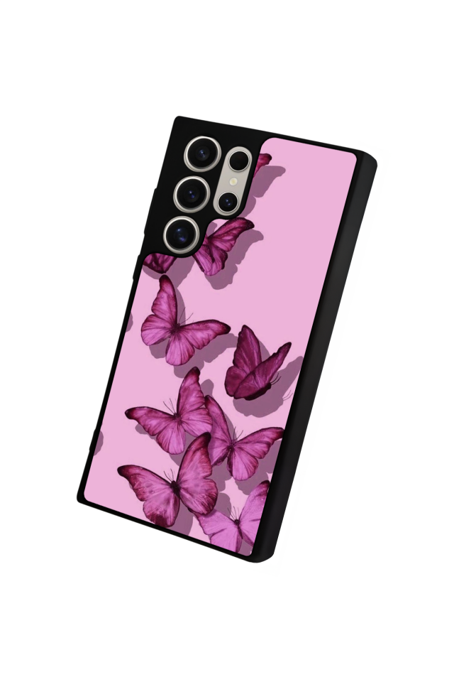 Samsung Galaxy S22 Ultra Uyumlu Kelebek Tasarımlı Glossy Premium Kılıf