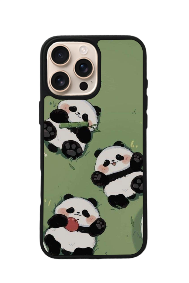 iPhone 16 Pro Uyumlu Panda Tasarımlı Glossy Premium Kılıf
