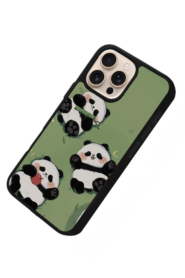 iPhone 16 Pro Uyumlu Panda Tasarımlı Glossy Premium Kılıf