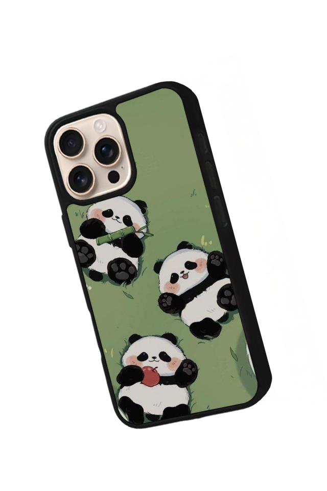 iPhone 16 Pro Uyumlu Panda Tasarımlı Glossy Premium Kılıf