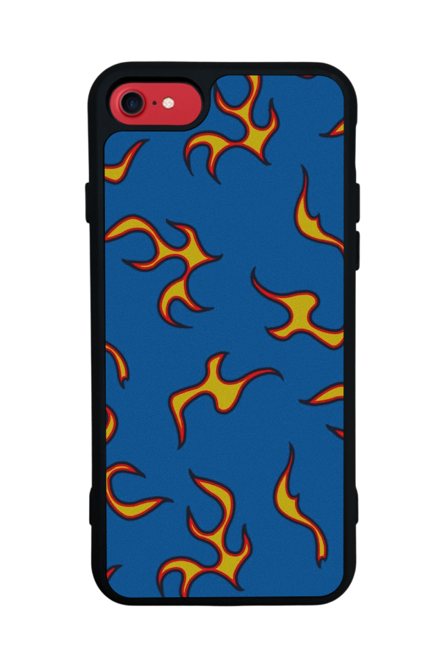 iPhone SE Uyumlu Retro Flame Patterns Tasarımlı Glossy Premium Kılıf