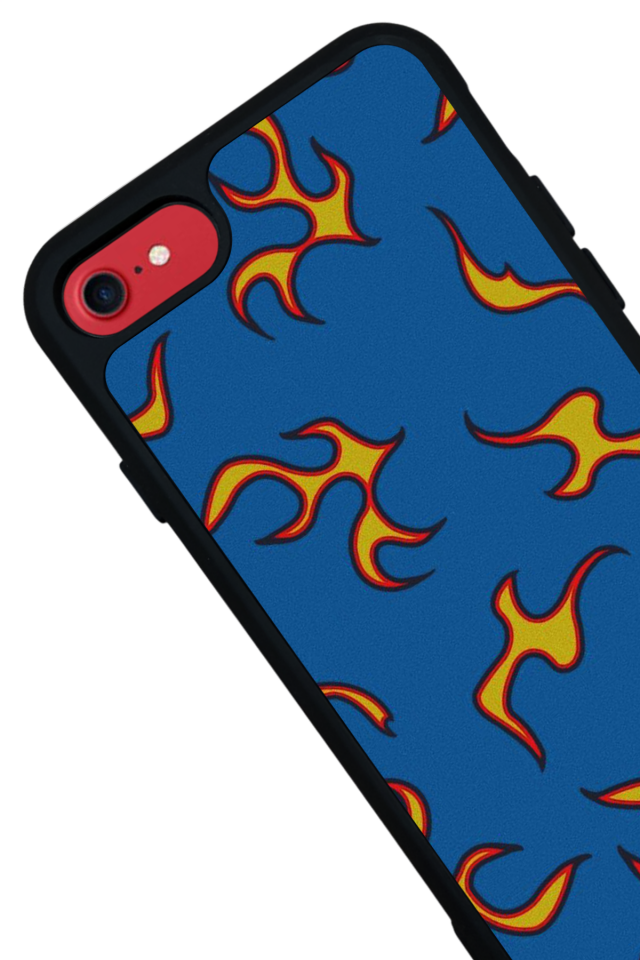 iPhone SE Uyumlu Retro Flame Patterns Tasarımlı Glossy Premium Kılıf