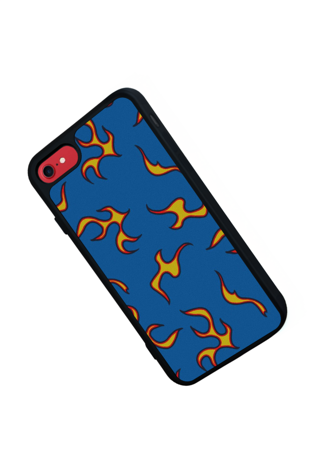 iPhone SE Uyumlu Retro Flame Patterns Tasarımlı Glossy Premium Kılıf