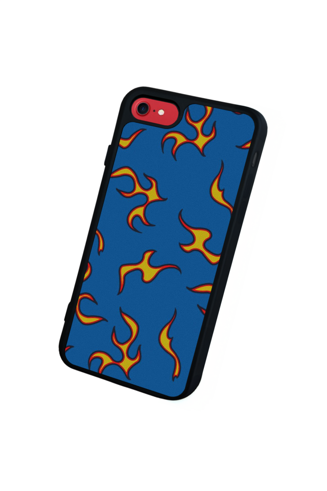iPhone SE Uyumlu Retro Flame Patterns Tasarımlı Glossy Premium Kılıf