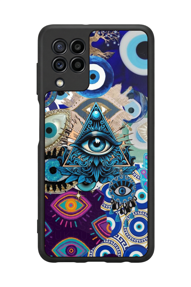 Samsung Galaxy M32 Uyumlu Göz Tasarımlı Glossy Premium Kılıf