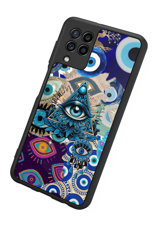 Samsung Galaxy M32 Uyumlu Göz Tasarımlı Glossy Premium Kılıf