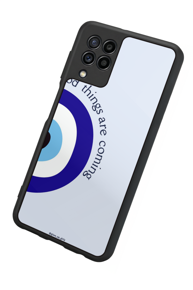 Samsung Galaxy M22 Uyumlu Nazar Tasarımlı Glossy Premium Kılıf