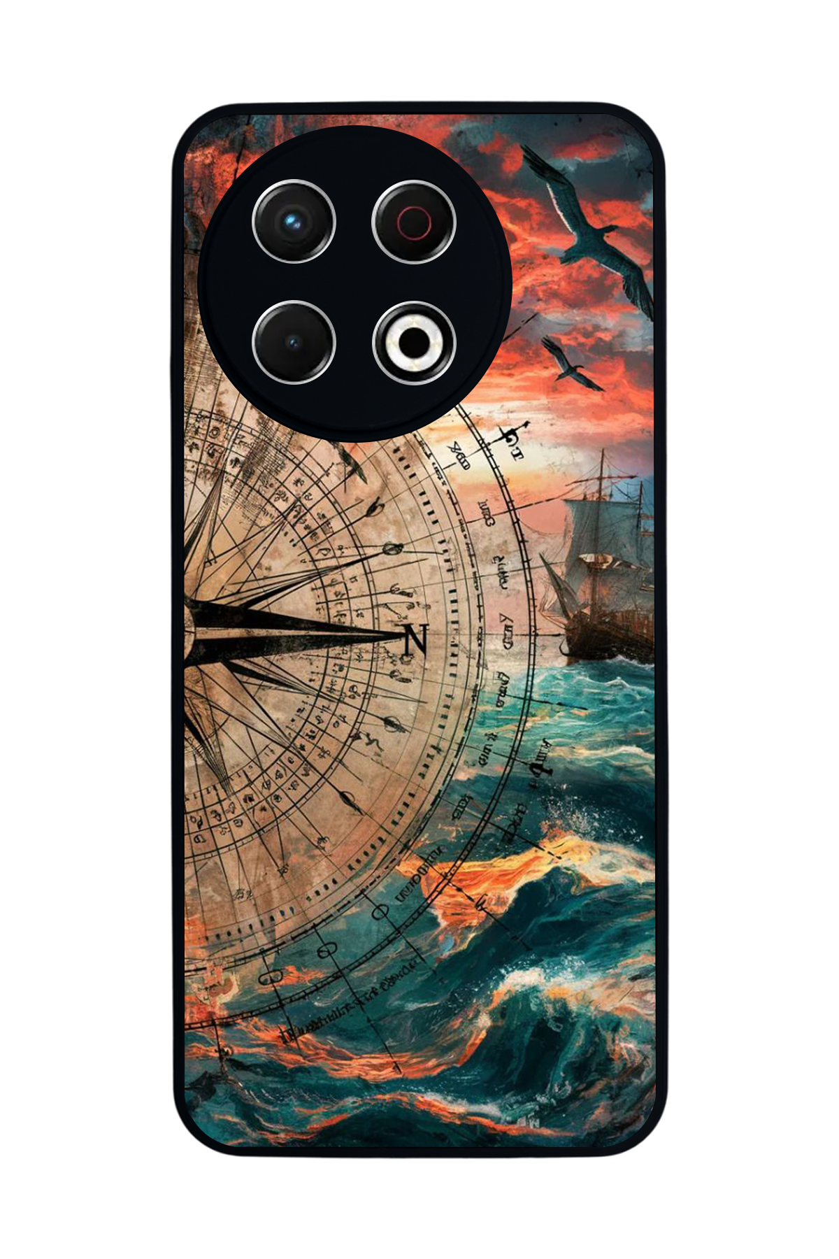 Tecno Spark 30 Pro Uyumlu Pusula Tasarımlı Glossy Premium Kılıf