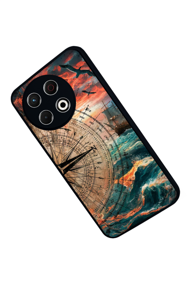 Tecno Spark 30 Pro Uyumlu Pusula Tasarımlı Glossy Premium Kılıf