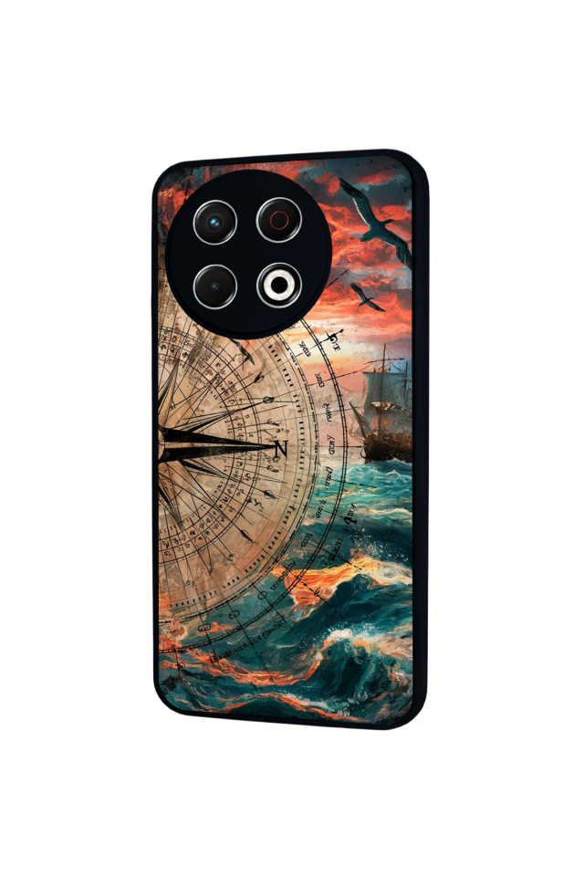 Tecno Spark 30 Pro Uyumlu Pusula Tasarımlı Glossy Premium Kılıf