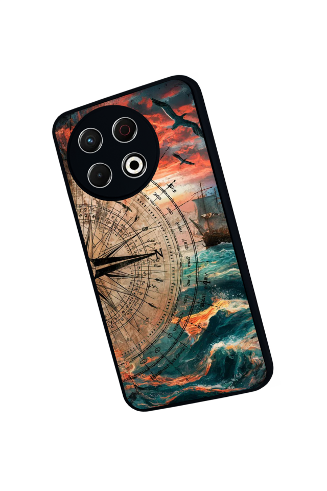 Tecno Spark 30 Pro Uyumlu Pusula Tasarımlı Glossy Premium Kılıf