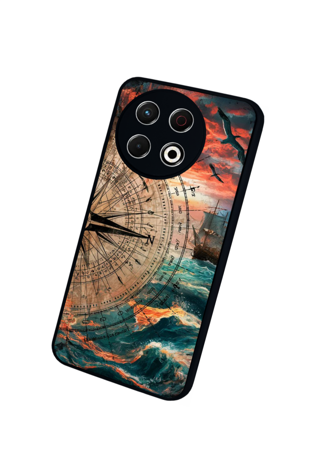 Tecno Spark 30 Pro Uyumlu Pusula Tasarımlı Glossy Premium Kılıf