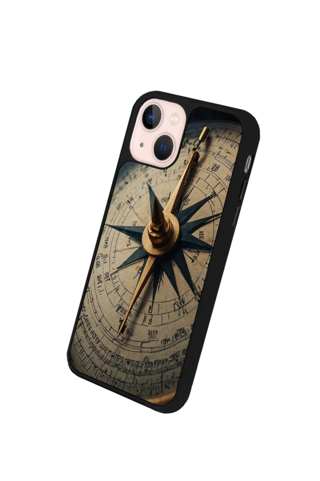 iPhone 15 Plus Uyumlu Pusula Tasarımlı Glossy Premium Kılıf