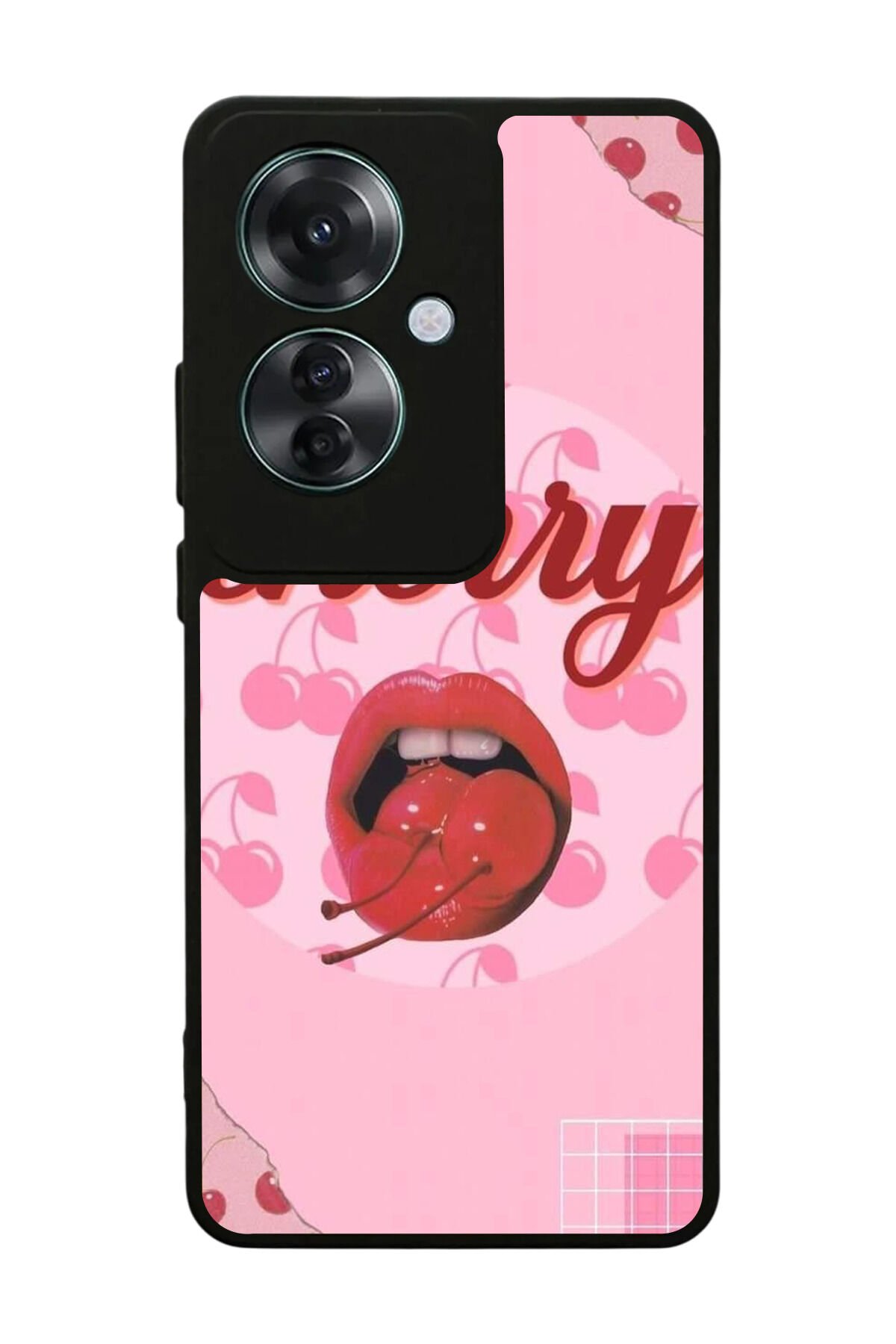 Oppo Reno 11F Uyumlu Kiraz Tasarımlı Glossy Premium Kılıf