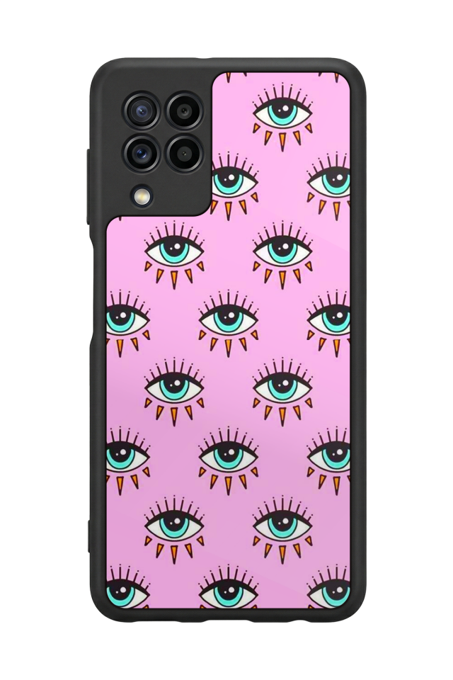 Samsung Galaxy M32 Uyumlu Göz Tasarımlı Glossy Premium Kılıf