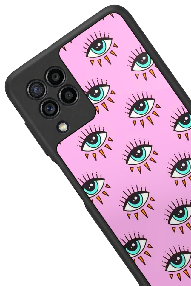 Samsung Galaxy M32 Uyumlu Göz Tasarımlı Glossy Premium Kılıf