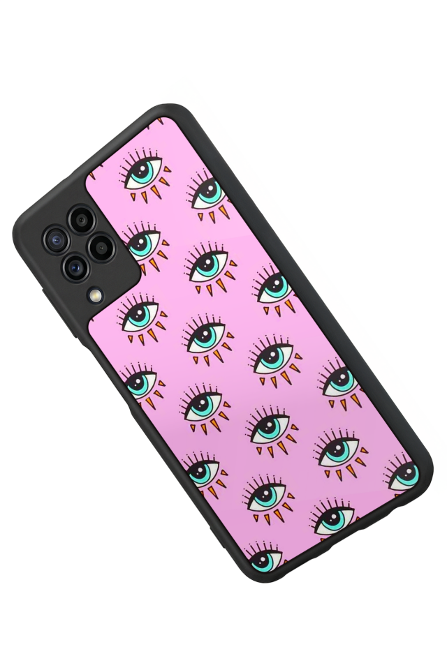 Samsung Galaxy M32 Uyumlu Göz Tasarımlı Glossy Premium Kılıf