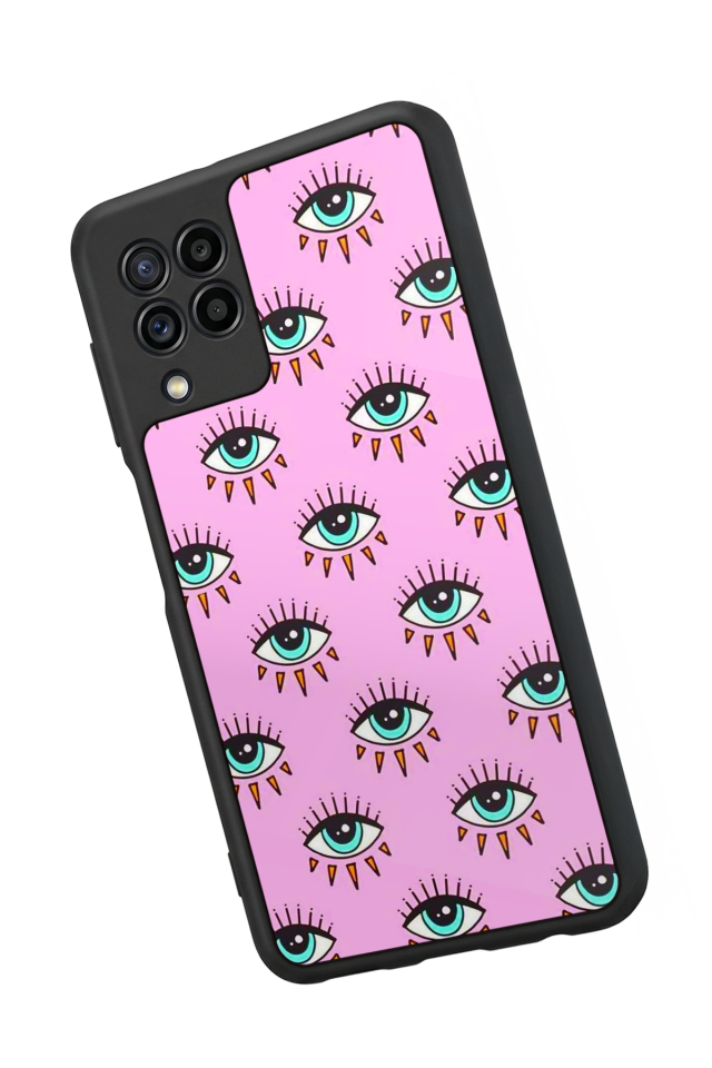 Samsung Galaxy M32 Uyumlu Göz Tasarımlı Glossy Premium Kılıf
