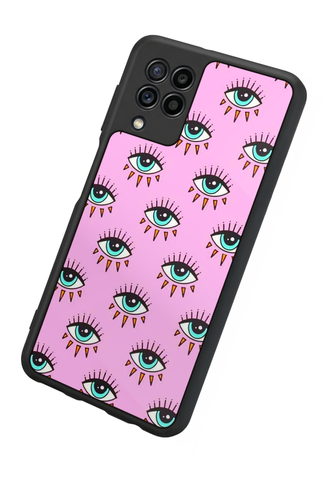 Samsung Galaxy M32 Uyumlu Göz Tasarımlı Glossy Premium Kılıf