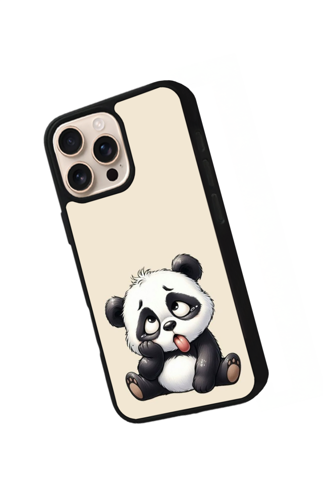 iPhone 16 Pro Uyumlu Panda Tasarımlı Glossy Premium Kılıf