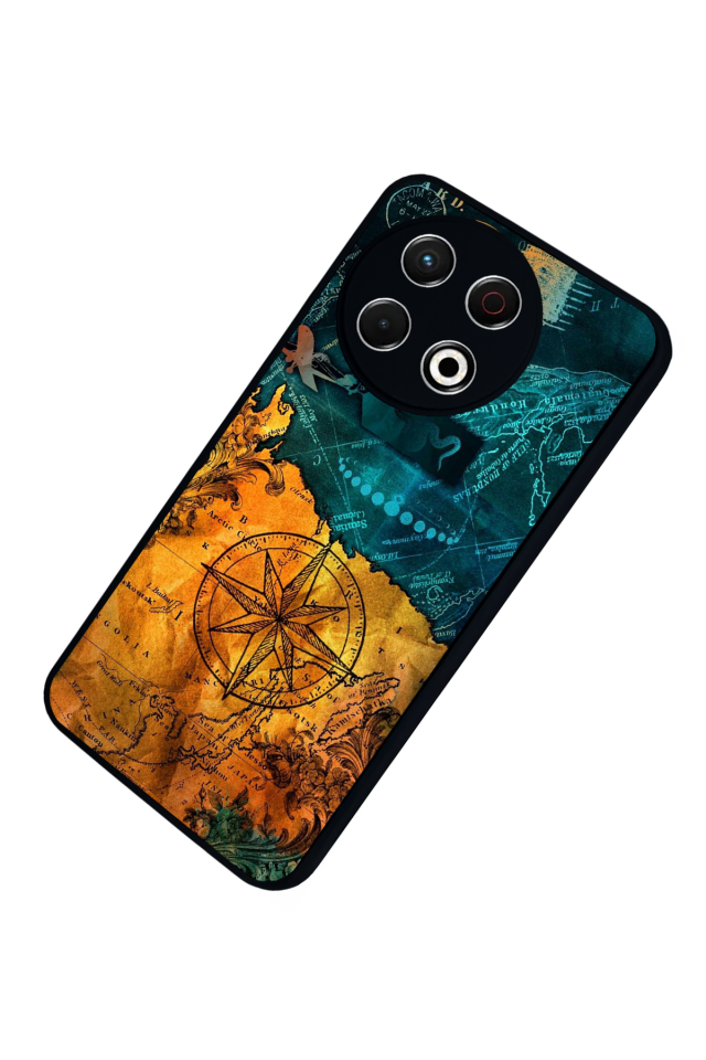 Tecno Spark 30 Pro Uyumlu Pusula Tasarımlı Glossy Premium Kılıf