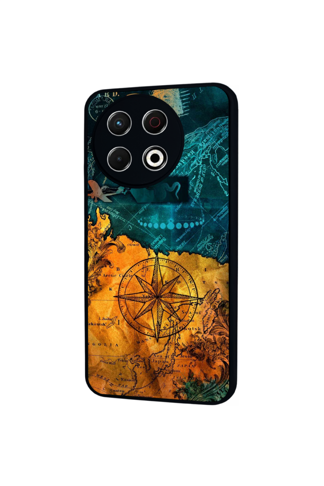 Tecno Spark 30 Pro Uyumlu Pusula Tasarımlı Glossy Premium Kılıf