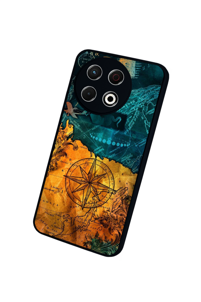 Tecno Spark 30 Pro Uyumlu Pusula Tasarımlı Glossy Premium Kılıf