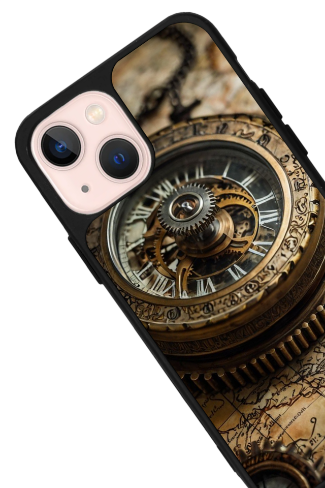 iPhone 15 Plus Uyumlu Pusula Tasarımlı Glossy Premium Kılıf