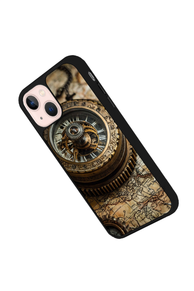 iPhone 15 Plus Uyumlu Pusula Tasarımlı Glossy Premium Kılıf