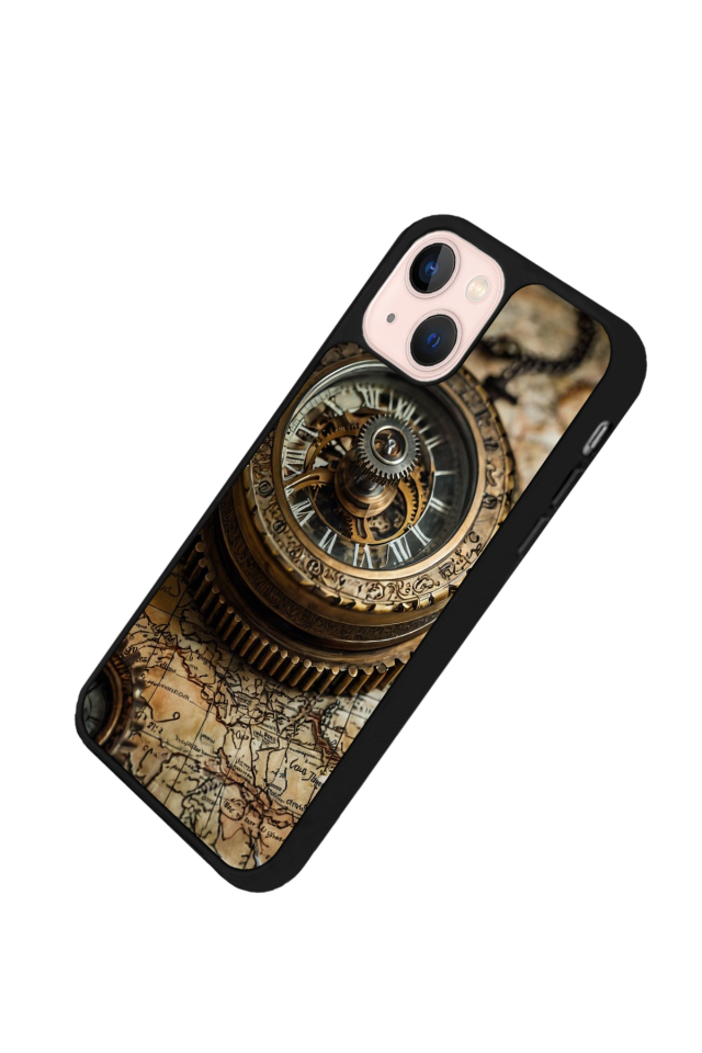 iPhone 15 Plus Uyumlu Pusula Tasarımlı Glossy Premium Kılıf