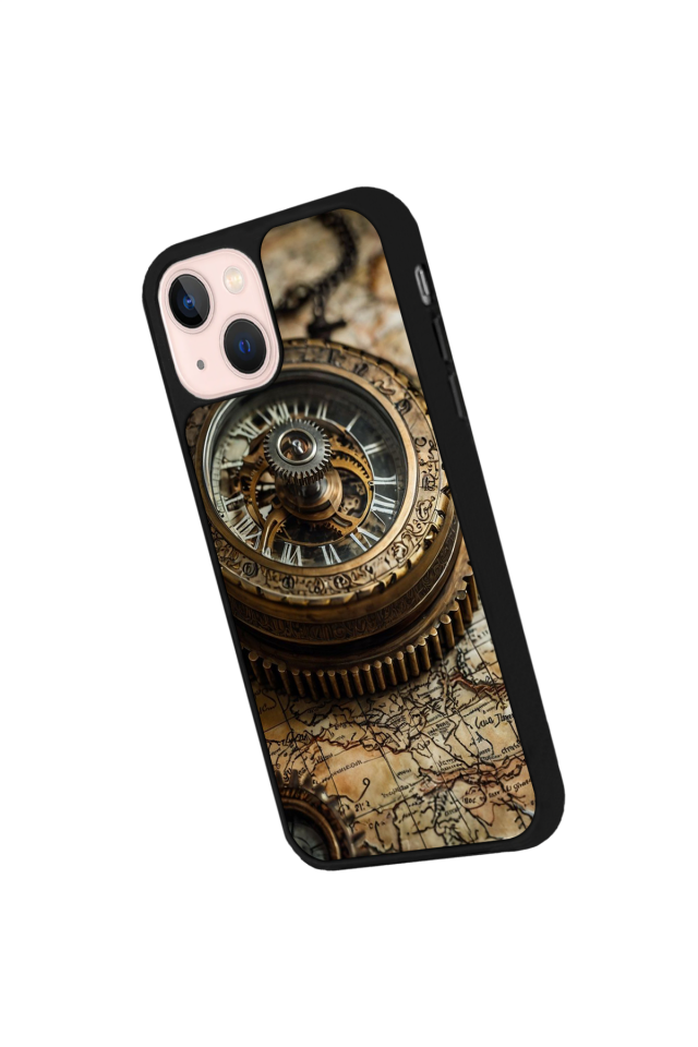 iPhone 15 Plus Uyumlu Pusula Tasarımlı Glossy Premium Kılıf