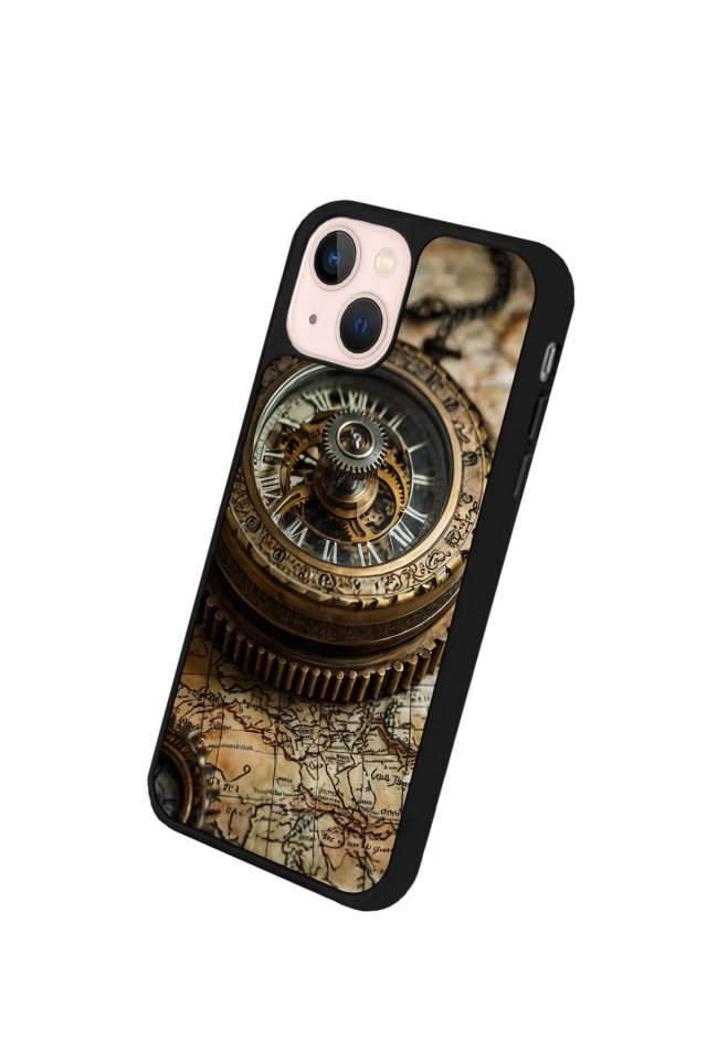 iPhone 15 Plus Uyumlu Pusula Tasarımlı Glossy Premium Kılıf