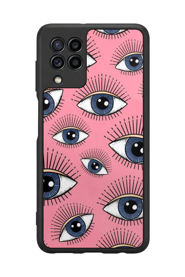 Samsung Galaxy M32 Uyumlu Göz Tasarımlı Glossy Premium Kılıf