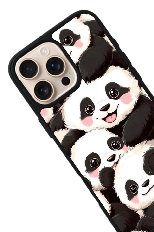 iPhone 16 Pro Uyumlu Panda Tasarımlı Glossy Premium Kılıf