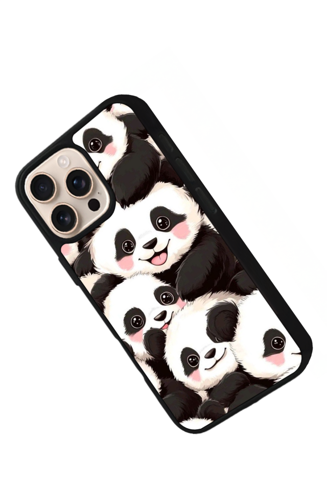 iPhone 16 Pro Uyumlu Panda Tasarımlı Glossy Premium Kılıf