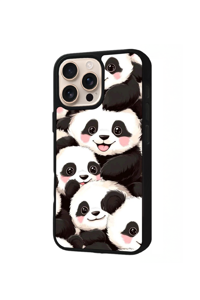 iPhone 16 Pro Uyumlu Panda Tasarımlı Glossy Premium Kılıf