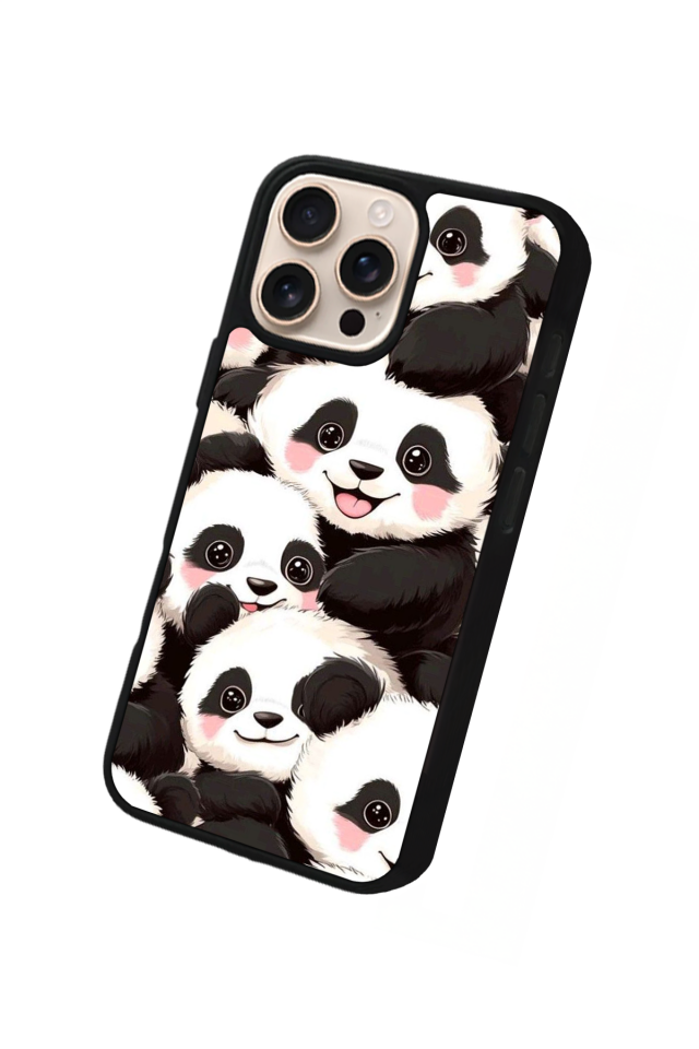 iPhone 16 Pro Uyumlu Panda Tasarımlı Glossy Premium Kılıf