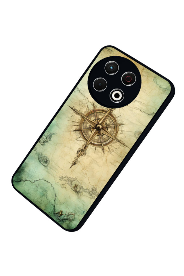 Tecno Spark 30 Pro Uyumlu Pusula Tasarımlı Glossy Premium Kılıf