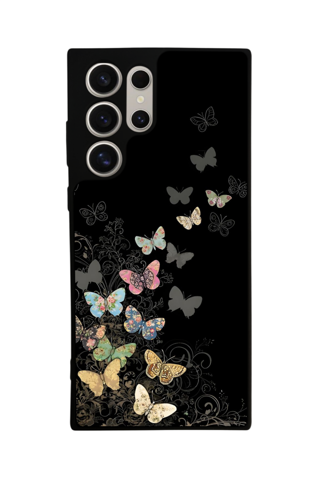 Samsung Galaxy S22 Ultra Uyumlu Kelebek Tasarımlı Glossy Premium Kılıf